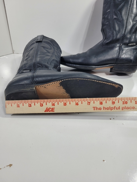 Vintage Capezio Black Leather Cowboy Boots Men’s 8 M Western Stitched 1980s 80s main image 6